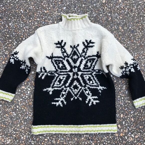 Vintage 1990s Chunky Snowflake Tunic Sweater S - Picture 6 of 6